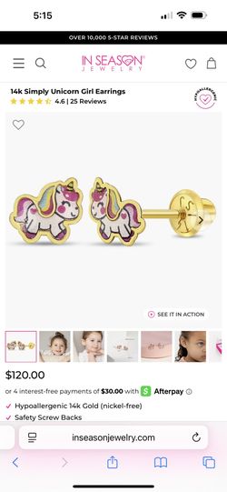 In Season 14K Gold Unicorn Earrings