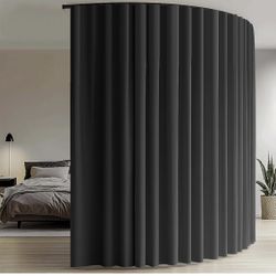 Room Divider Blackout Curtains & Ceiling Curtain Track set Wall Mount Extra Wide Track Curtains Flexible Sliding Curtain Rod Room Separation Privacy (