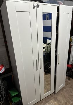 BRIMNES Wardrobe Closet with 3 doors, white, 46x74 3/4"
