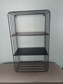 Black Metal Wire Wall Shelf 2-Tier