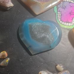 Crystal Heart Rocks Jasper Opalilte And Citrine With Drewzy Crystals On Top 