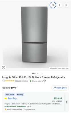 Insignia 30 in. 18.6 Cu. Ft. Bottom Freezer Refrigerator 4