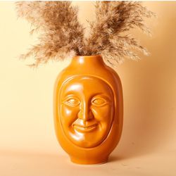 BlossoME Fall Decor Orange Flower Vase, 10” Christmas Thanksgiving Table Decoration Centerpiece, Aesthetic Room Decor $15