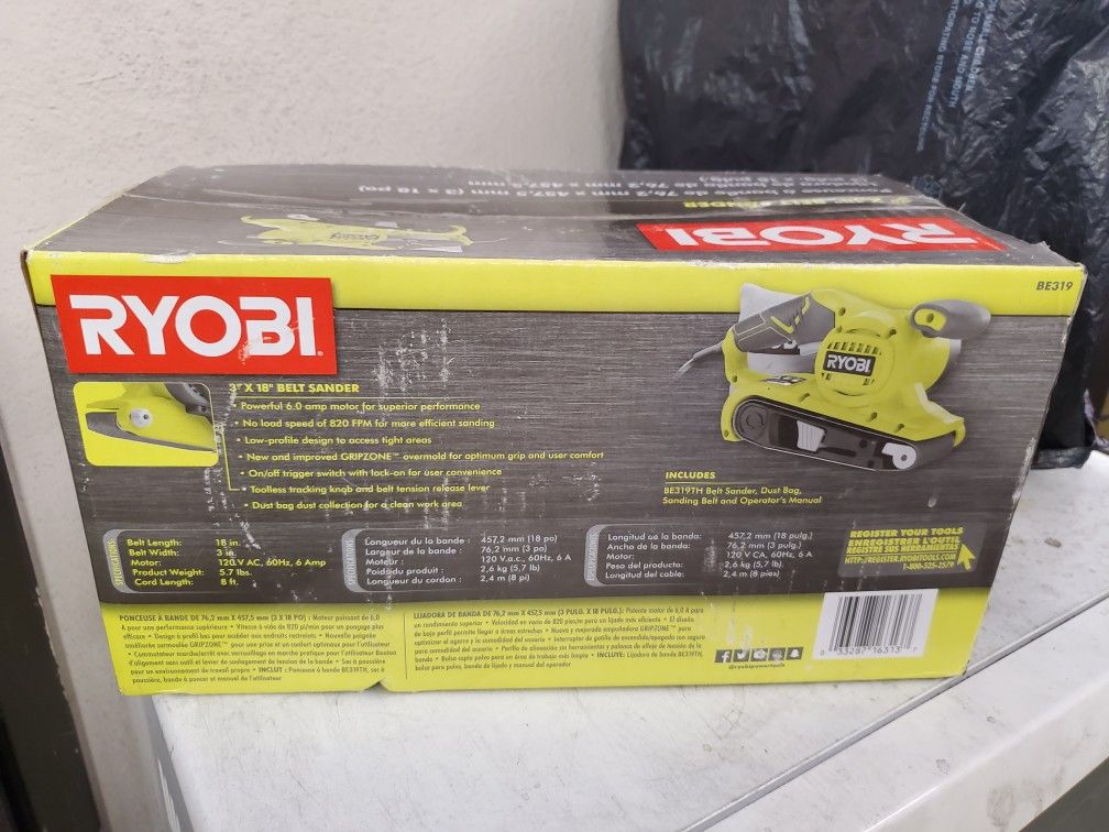Ryobi BE319 Belt Sander New In Box