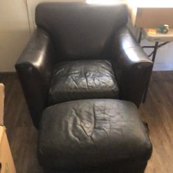 Free Leather Chair with Ottomon