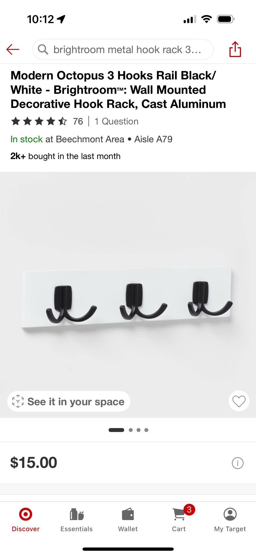 3 Hook Rail