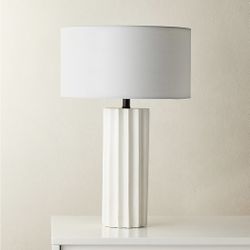 CB2 Crate Barrel White Scallop Concrete Table Lamp Brand New In Box