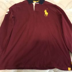 Polo By Ralph Lauren Rugby Shirt Size L Burgundy