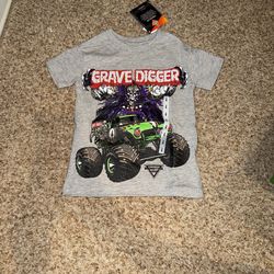 Toddler Monster Jam Gravedigger Cartoon Reaper Monster Truck T Shirt Size 4