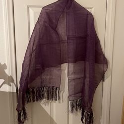 Purple Organza Shawl 68”x24” 🌸