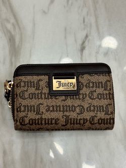 Juicy Couture Brown Monogram Zip Wallet