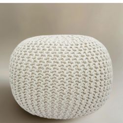 COTTON CRAFT Round Dori Pouf - Cotton Braid Cord Cable Ottoman - Foot Stool - Footrest - Floor Pouf - Accent Seat Furniture Bean Bag - Living Room Dor