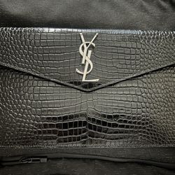 YSL Crocodile Embossed Envelope Style Bag