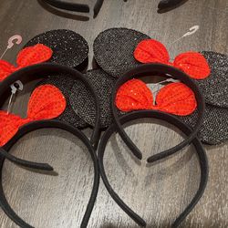 Mouse Ears - Black and Red Sequined Ears 