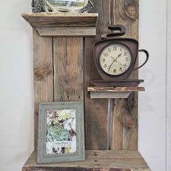 Handmade and customizable reclaimed wood floating shelf decor