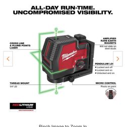 Green 100 ft. Cross Line and Plumb Points Rechargeable Laser Level with REDLITHIUM Lithium-Ion USB Battery and Charger