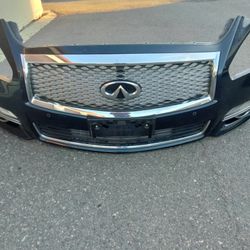 2014-2019 Infiniti Q70 Q70l Complete Front Bumper With All The Accessories OEM.