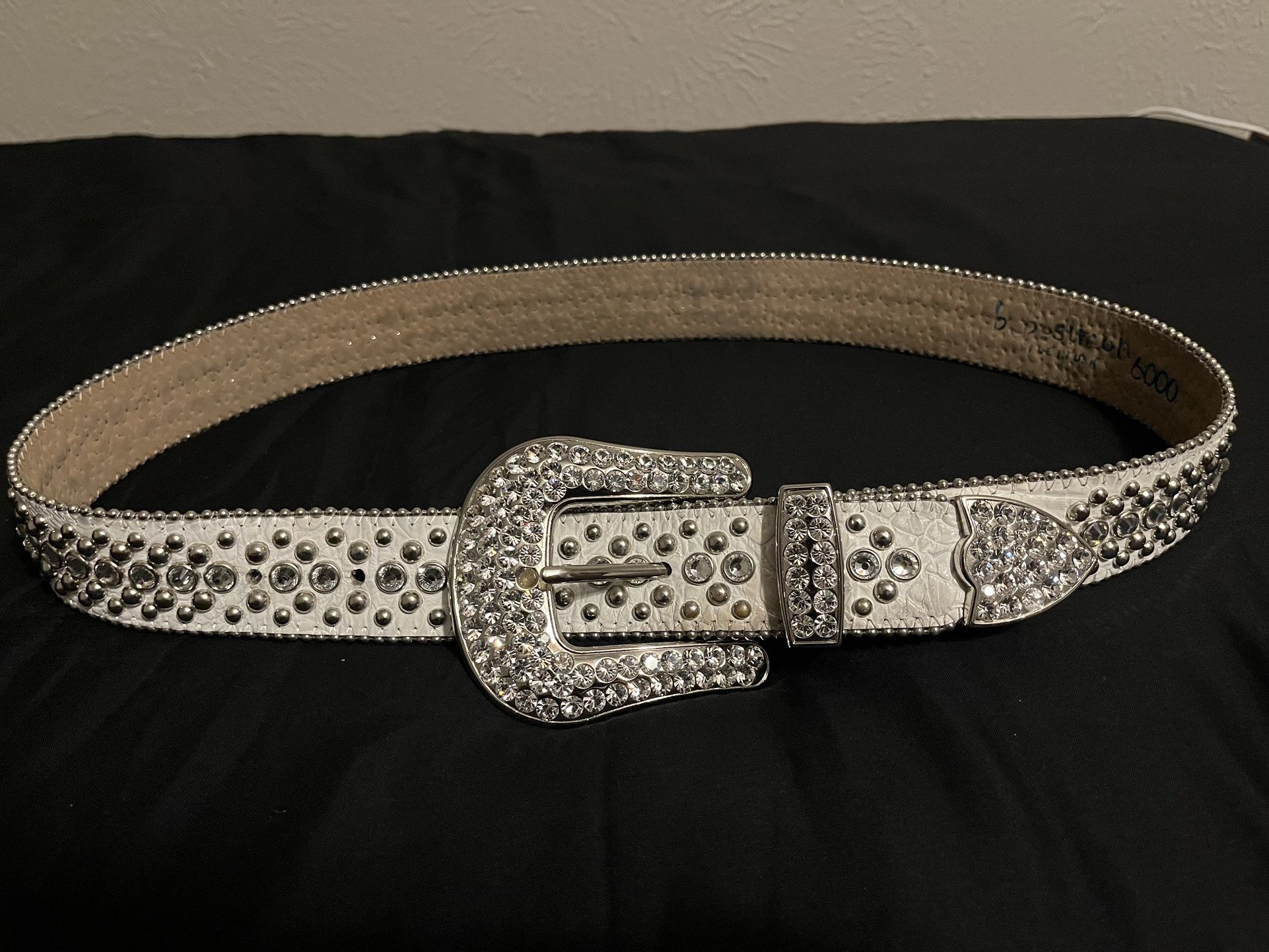 BB Simon Belt White and Silver Size 36