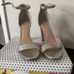 Women's Silver Rhinestone High Heels