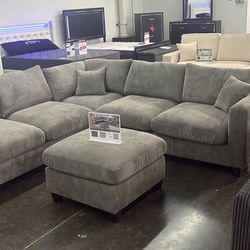 Sectional Corduroy with ottoman 4 piece set