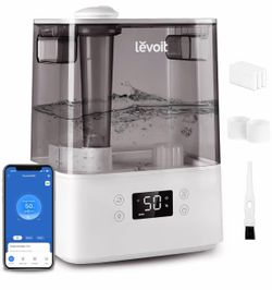 Levoit Humidifier for Bedroom Large Room, 6L, 60H Runtime, 26dB, Smart App