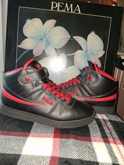 Men's Black & Red Fila High Tops