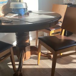 Kitchen Table Oak Wood And  Chairs