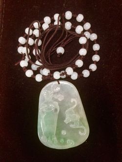 Carved Natural Jade Pendant Necklace