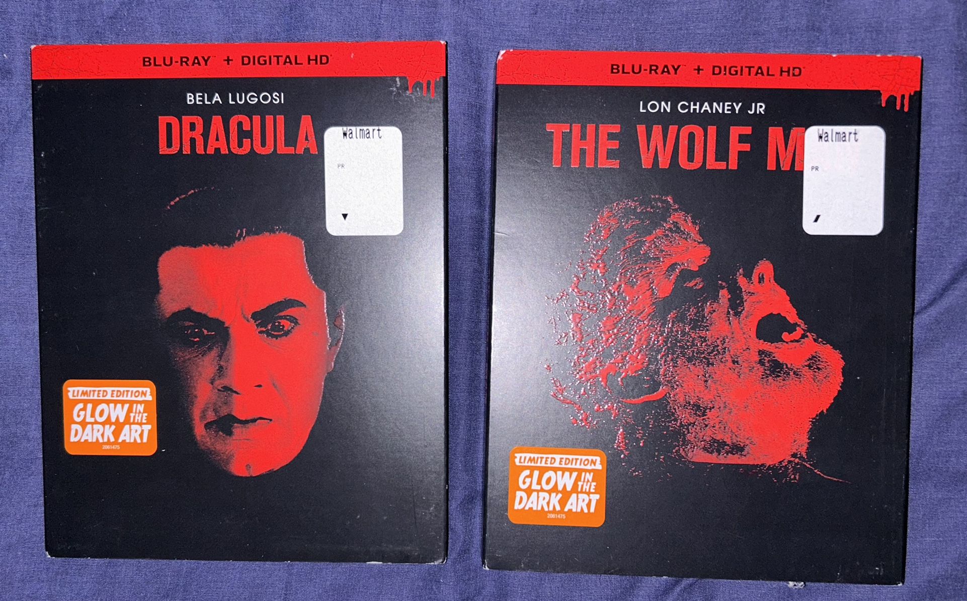 Universal Monsters Dracula & The Wolf Man Blu-ray New Glow in the Dark slipcovers