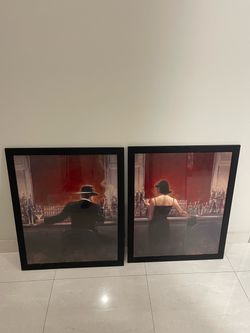 Iconic Brent Lynch “Evening Lounge” 33x27 Frames Black