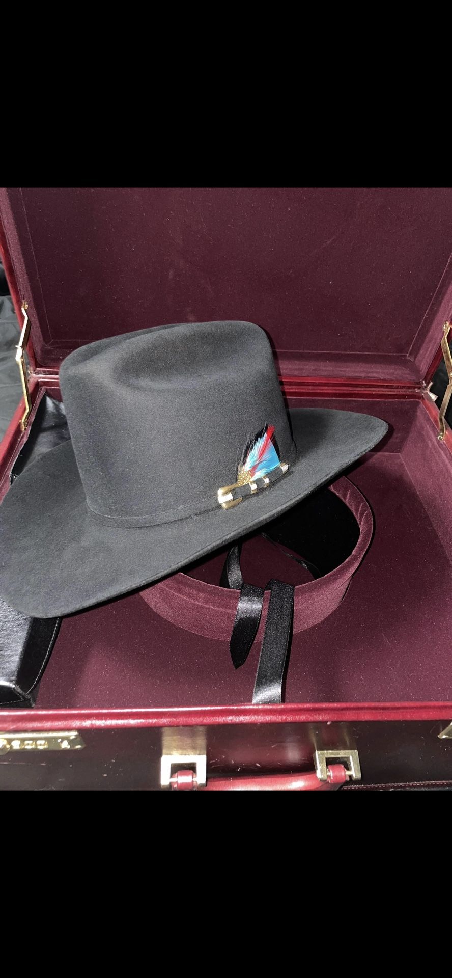 100X 7 1/4 El Presidente Stetson Cwboy Hat With 14k Gold Buckle & 26 Genuine Diamonds (((OBO)))