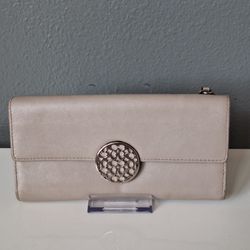 Coach beige trifold wallet