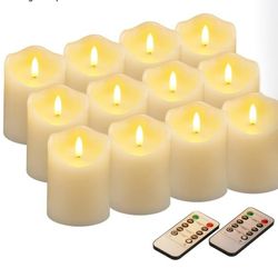 12 Flameless Wax Candles With Remotes 