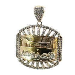 Men’s 10k Yellow Gold CZ Cubic Zirconia Last Supper Pendant For Necklace GP3124235