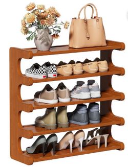 New in Box, Never Used, Five-Tier Bamboo Shoe Shelf