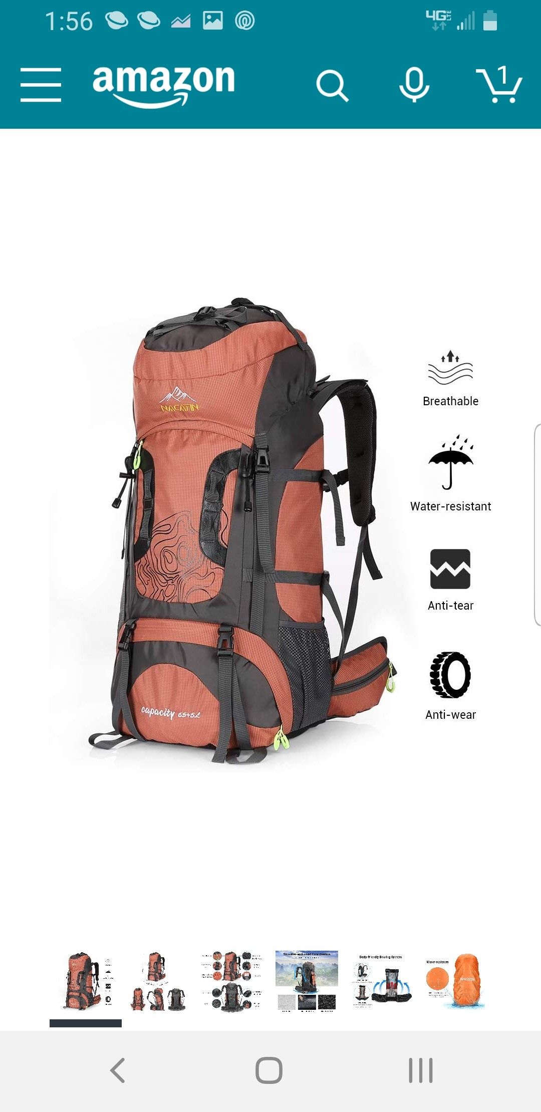 NACATIN Internal Frame 70L Backpack Water-Resistant Hiking Daypack Backpacks,Waist Belt Padded Shoulder Straps Outdoor Activity Bag