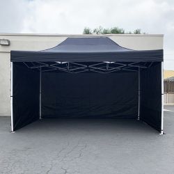 New in Box $190 Heavy Duty EZ Popup Canopy 10x15’ with (3 Sidewalls) Outdoor Gazebo, Carry Bag (2 Colors) 