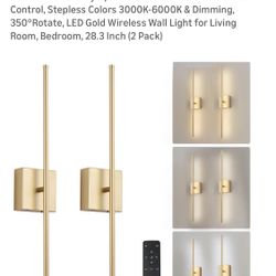 New 2 Gold Battery Operated Wall Sconces W Remote