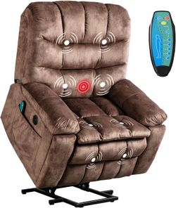 Large Power Chair Lift Recliner with Massage and Heat