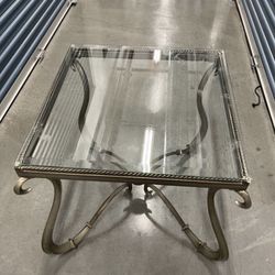 2 Square, Metal And Glass Beveled Glass Top Cocktail End Tables