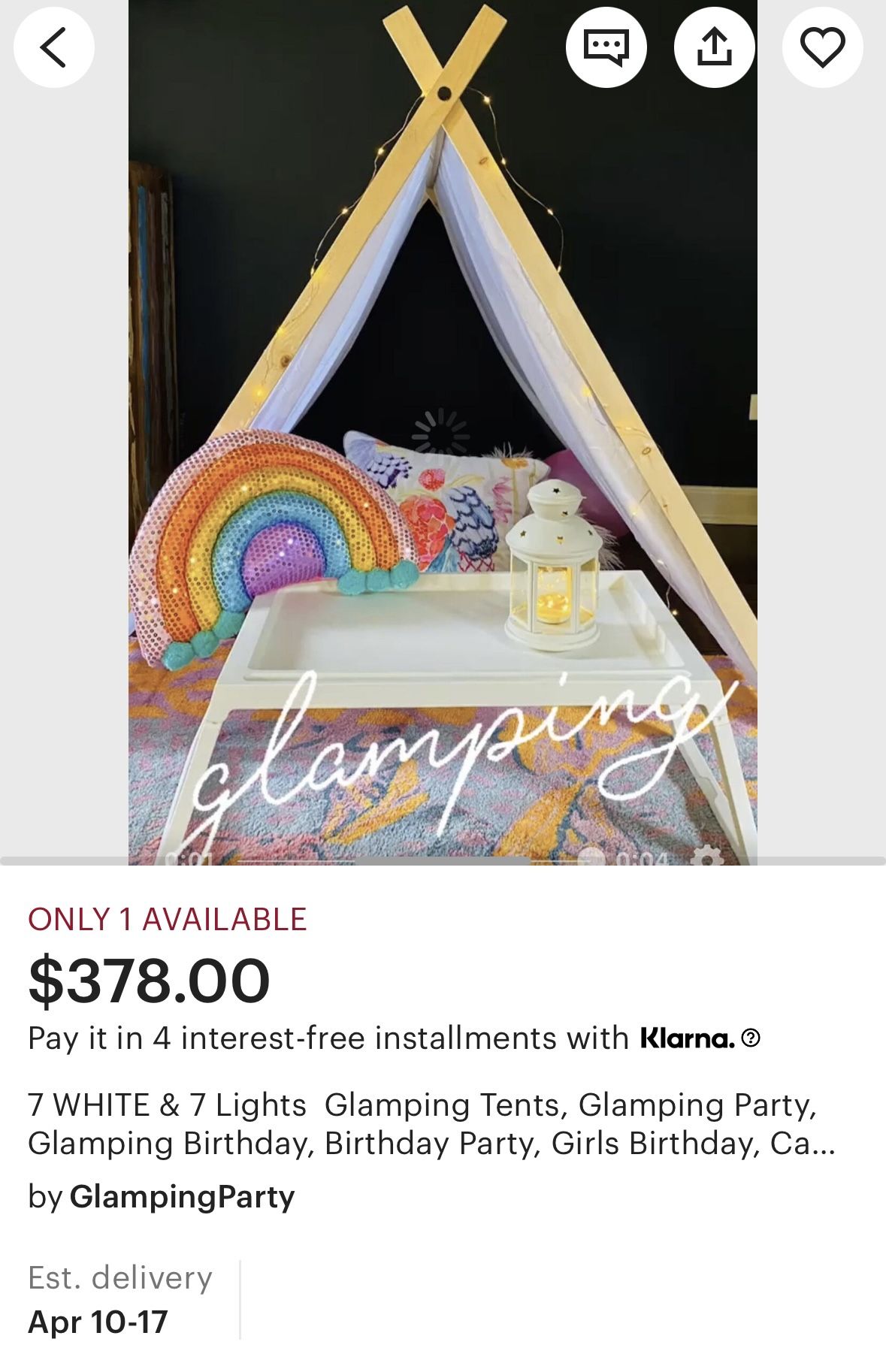 7x White TeePee With Lights