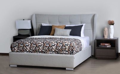 Upholstered Bed Frame with Wingback Headboard,bedroom furniture,same day delivery