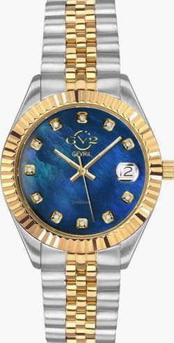 Gevril GV2 Naples Two-tone Diamond Quartz Bracelet Watch, 34mm