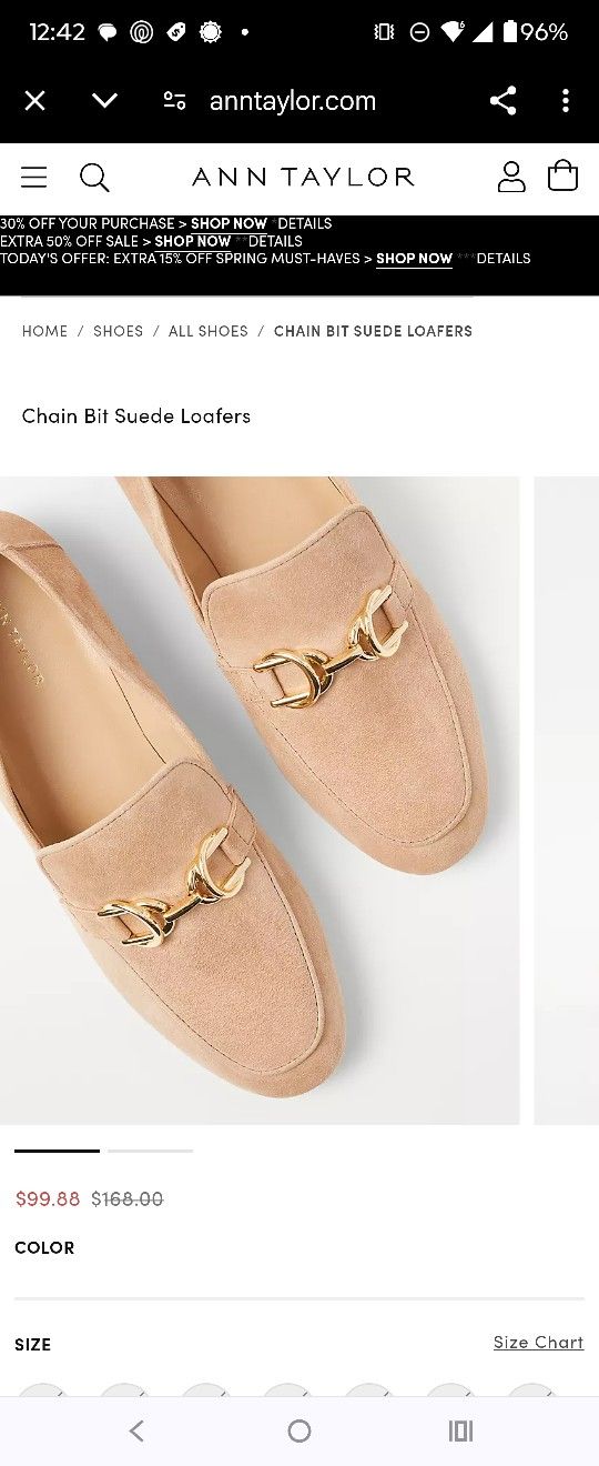 Ann Taylor Chain Bit Suede Loafers