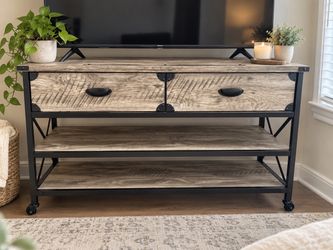 Industrial Rustic TV Stand with Shelves