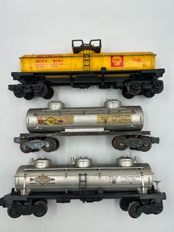 Vintage Lionel O Gauge Tank Car Lot of 3 Shell Sunoco SCCX 9151 & Silver Tanks