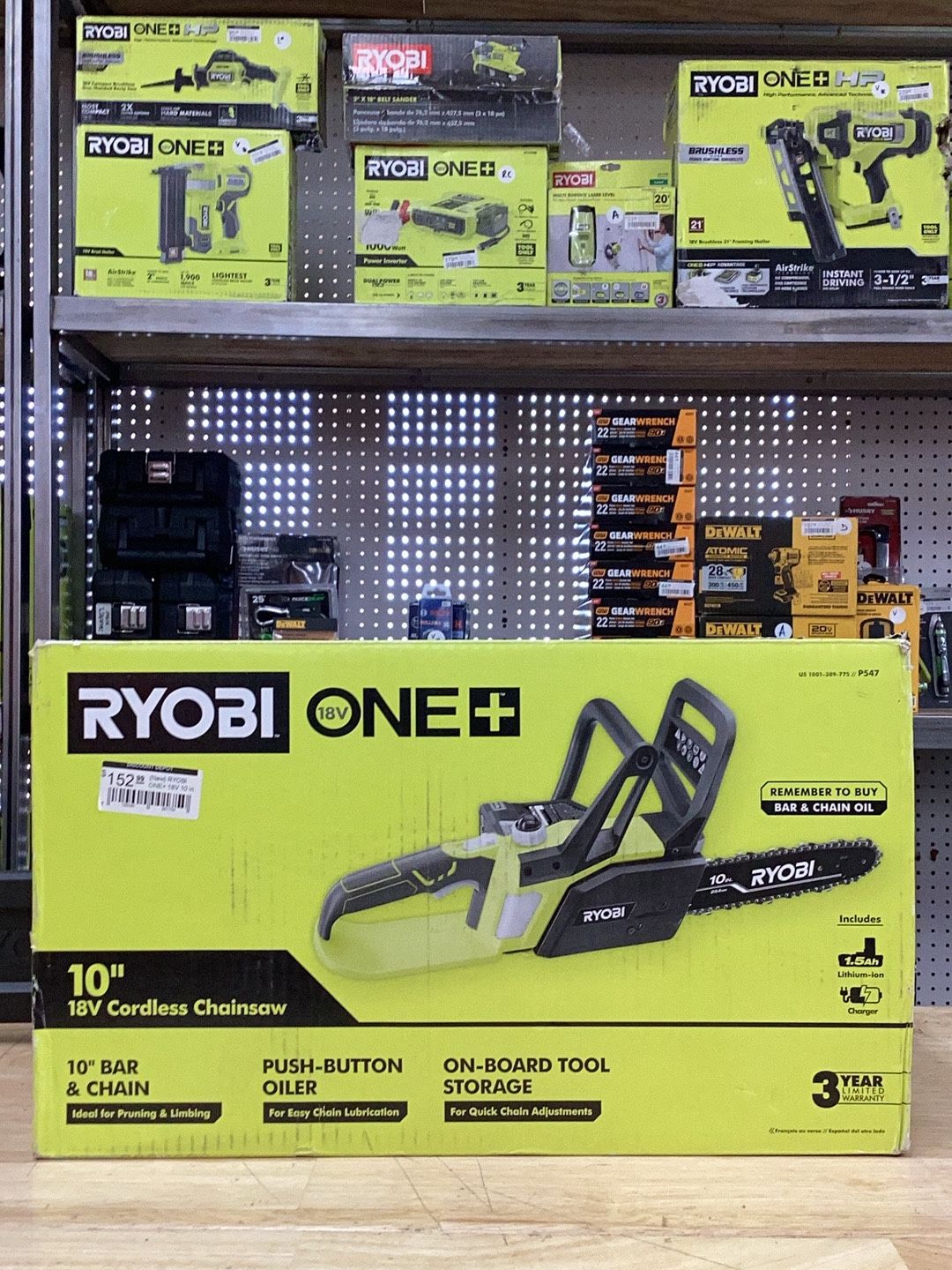 RYOBI ONE+ 18V 10 in. Battery Chainsaw with 1.5 Ah Battery and Charger