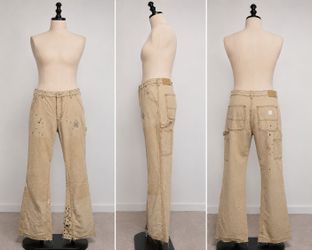 MNML Painter Carpenter Flare Pants Beige Size 40 Distressed