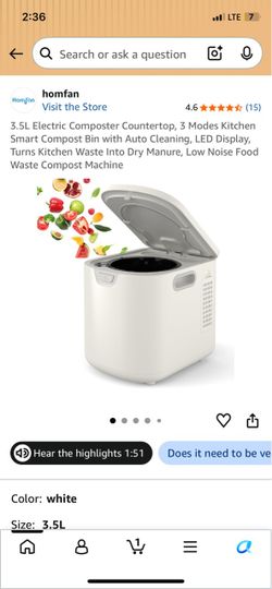 Homfan 3.5L Electric Countertop Composter
