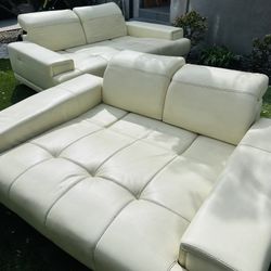 Italian Real leather Sofa & Couch (Both can be turned into a bed）
